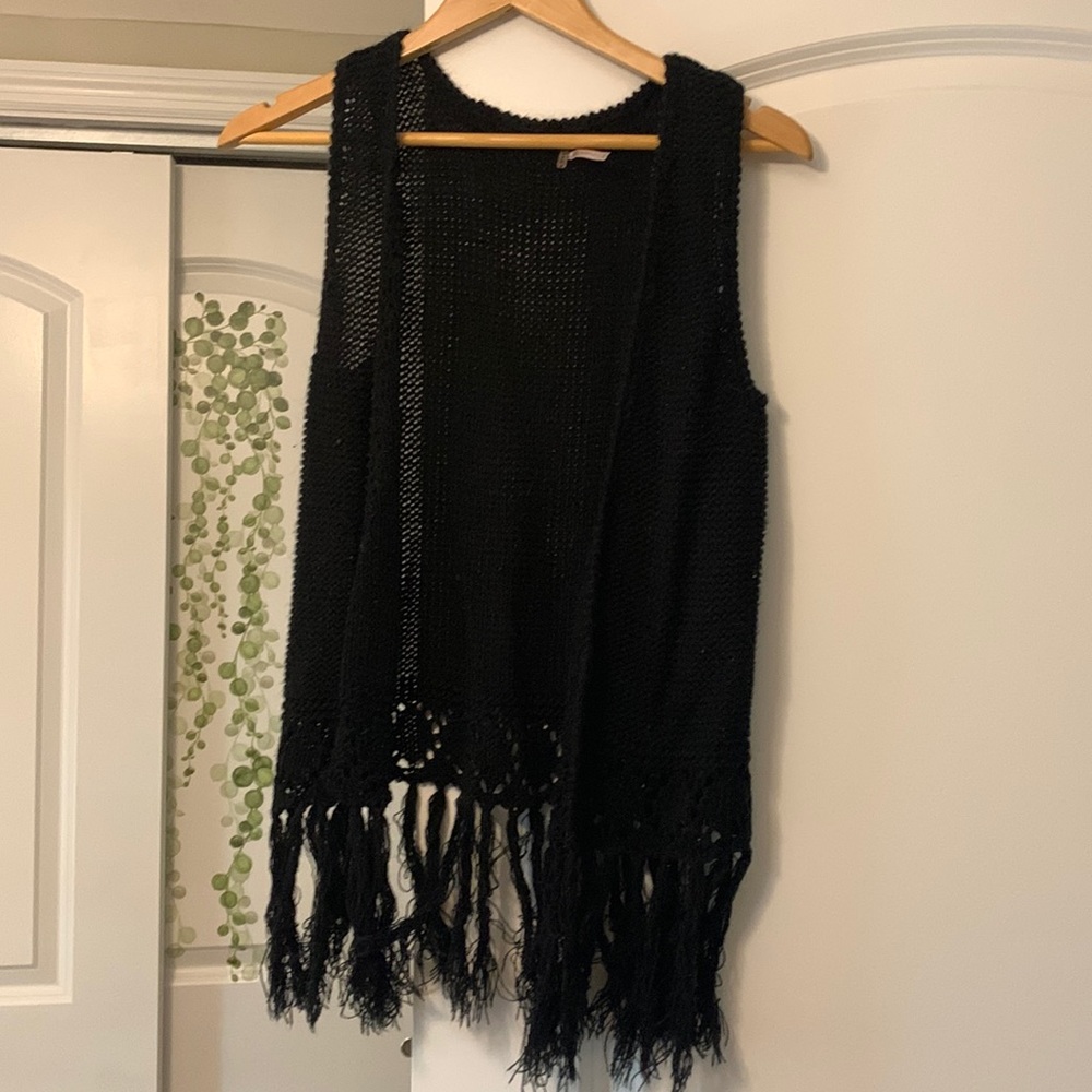 24. Boho soft knit crocheted vest